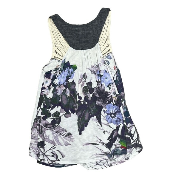 Anthropologie One September Tank Top Crochet Floral Purple Blue Size Small Fairy - Picture 2 of 4